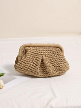 Load image into Gallery viewer, Woven Straw Crossbody Bag with Chain Strap