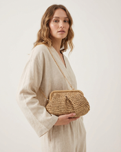 Load image into Gallery viewer, Woven Straw Crossbody Bag with Chain Strap