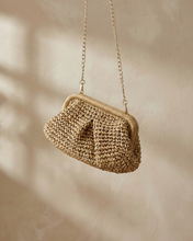 Load image into Gallery viewer, Woven Straw Crossbody Bag with Chain Strap