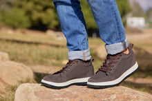 Load image into Gallery viewer, CALTO - X2325 - 2.4 Inches Taller (Dark Brown/White & Black Sole) - Lace Up Casual Sneaker - Lightweight