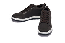 Load image into Gallery viewer, CALTO - X2325 - 2.4 Inches Taller (Dark Brown/White & Black Sole) - Lace Up Casual Sneaker - Lightweight