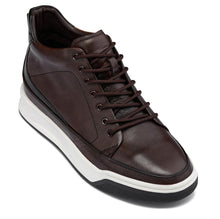Load image into Gallery viewer, CALTO - Y7152 - 2.6 Inches Taller (Coffee Brown) - Leather Ankle Top Sneak-Boot