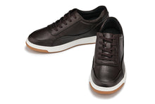 Load image into Gallery viewer, CALTO - Y7887 - 2.6 Inches Taller (Deep Espresso/White & Gum Sole) - Elevated Leather Sneakers