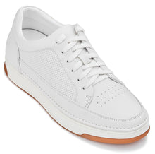 Load image into Gallery viewer, CALTO - Y7932 - 2.6 Inches Taller (White/Off-White & Gum Sole) - Elevated Micro-Perforated Leather Sneakers