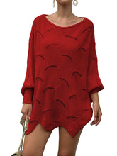 Load image into Gallery viewer, Loose Batwing Sleeve Hollow Out Knit Sweater Top