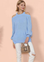 Load image into Gallery viewer, Halter Neck Knitted Semi Backless Pullover