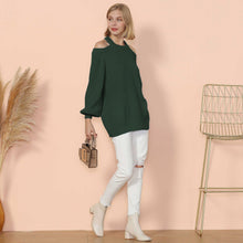 Load image into Gallery viewer, Halter Neck Knitted Semi Backless Pullover