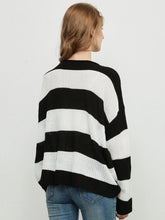 Load image into Gallery viewer, Women Striped Knitted Sweater Crew Neck Long Sleeve Casual Comfy Pullover Tops