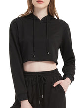 Load image into Gallery viewer, Crop Top Sweatshirt Long Sleeve Hoodie Pullover