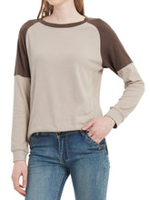 Load image into Gallery viewer, Casual Crewneck Sweatshirts Long Sleeve Color Block Blouses Side Slit Pullover Tops
