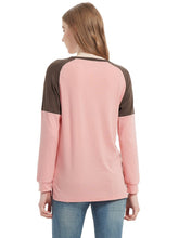 Load image into Gallery viewer, Casual Crewneck Sweatshirts Long Sleeve Color Block Blouses Side Slit Pullover Tops