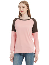Load image into Gallery viewer, Casual Crewneck Sweatshirts Long Sleeve Color Block Blouses Side Slit Pullover Tops