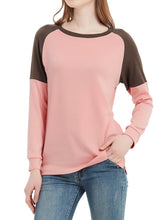 Load image into Gallery viewer, Casual Crewneck Sweatshirts Long Sleeve Color Block Blouses Side Slit Pullover Tops