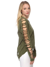 Load image into Gallery viewer, Ripped Long-Sleeve Pullover Top