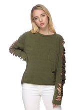 Load image into Gallery viewer, Ripped Long-Sleeve Pullover Top