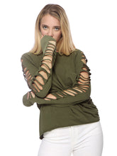 Load image into Gallery viewer, Ripped Long-Sleeve Pullover Top
