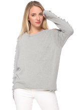 Load image into Gallery viewer, Ripped Long-Sleeve Pullover Top