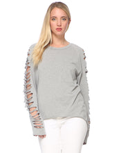 Load image into Gallery viewer, Ripped Long-Sleeve Pullover Top
