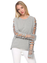 Load image into Gallery viewer, Ripped Long-Sleeve Pullover Top