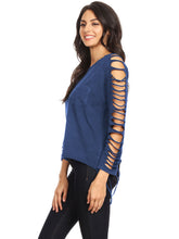 Load image into Gallery viewer, Ripped Long-Sleeve Pullover Top