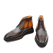 Load image into Gallery viewer, Zipper Brogue Martin Boots 2890 Gray Brown