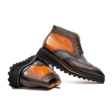 Load image into Gallery viewer, Zipper Brogue Martin Boots 2890 Gray Brown