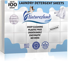 Load image into Gallery viewer, Naturesland Premium Unscented Laundry Detergent Sheets — 100 Loads, Eco-Friendly & Hypoallergenic (50 Sheets)