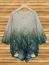Load image into Gallery viewer, Women's Batwing-Sleeve Sweater – Hollowed-Out 3D Knitted Print Relaxed Fit