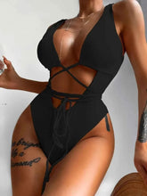 Load image into Gallery viewer, Ribbed Lace Up : One-Piece Swimsuit