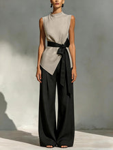 Load image into Gallery viewer, Women's Lace-Up Sleeveless Top & Wide-Leg Pants Set