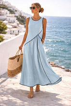 Load image into Gallery viewer, Mediterranean Contrast Color Vacation Dress – 7 Colors, S–3XL