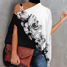 Load image into Gallery viewer, Women’s One-Shoulder Printed T-Shirt