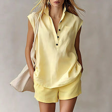 Load image into Gallery viewer, Women's Casual Sleeveless Cardigan Top & Shorts Set | Two-Piece Summer Outfit