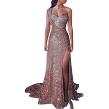 Load image into Gallery viewer, Women's Clothing One-shoulder Sleeveless Bronzing Split Dress