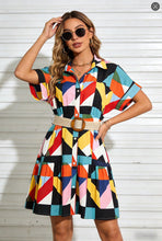 Load image into Gallery viewer, Women’s Belted Short Sleeve Midi Dress