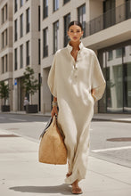 Load image into Gallery viewer, Women’s Stand Collar Button-Down Loose Straight Long Dress