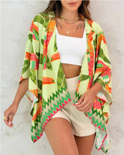 Load image into Gallery viewer, Women’s Printed Cardigan Top with Drop Shoulder Sleeves
