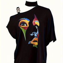 Load image into Gallery viewer, Women’s One-Shoulder Printed T-Shirt