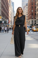 Load image into Gallery viewer, Women's Off-Shoulder Sleeveless Wide-Leg Jumpsuit – High Waist with Belt