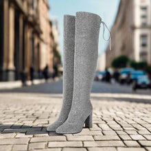 Load image into Gallery viewer, Plus-Size Over The Knee Long Boots for Women – Chunky Heel Nightclub Platform