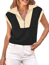 Load image into Gallery viewer, Fisoew Color‑Block Half‑Zip Polo Sweatshirt