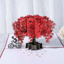 Load image into Gallery viewer, 3D Laser-Cut Engagement Card: Red Heart & Romantic Silhouette