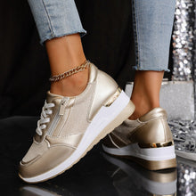 Load image into Gallery viewer, Metallic Lace-Up Side Zipper Thick-Sole Sneakers – 3 Colors EU 37–44