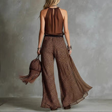 Load image into Gallery viewer, Leopard Print Sheer Wide-Leg Pants & Sleeveless Tank Top Set