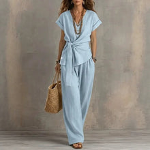 Load image into Gallery viewer, Women's V-Neck Short-Sleeve Top & Pants Two-Piece Set