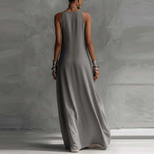 Load image into Gallery viewer, Off-Shoulder Color-Block Flared Maxi Dress with Pockets