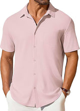 Load image into Gallery viewer, Mens Short-sleeve Button-up Wrinkle- And Crease-resistant Shirt
