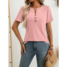 Load image into Gallery viewer, Women’s Notch V‑Neck Short‑Sleeve Tunic Top