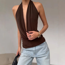 Load image into Gallery viewer, Designer Knitted Backless Boat-Neck Top Women’s Clothing