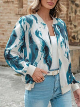 Load image into Gallery viewer, Lightweight Printed Zip-Up Jacket with Baseball Collar and Casual Fit